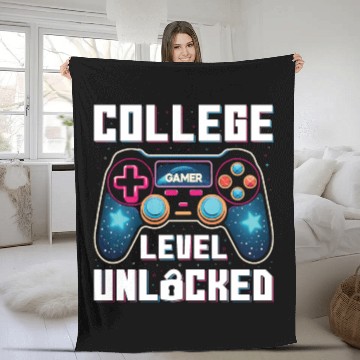Discover College Level Unlocked, Gamer, Students Gift Fleece Blankets