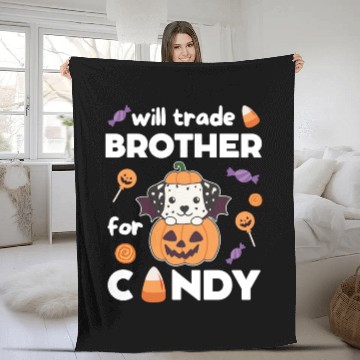 Discover Dalmatian Halloween Swaps Brother For Sweets Fleece Blankets