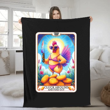 Discover Funny Chicken Tarot Card, FAFO, Hilarious Fleece Blankets