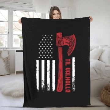 Discover American Viking Axe Flag Til Valhalla Norse Fleece Blankets