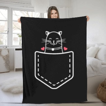 Discover Kitten In My Pocket Fleece Blankets - Funny Cute Cat Lover