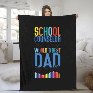 Discover School Counselor Dad School Fleece Blankets