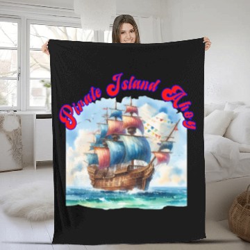 Discover pirate island ahoy Fleece Blankets