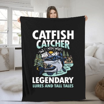 Discover Catfish Catcher Legendary Lures and Tall Tales Fleece Blankets