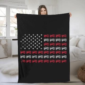 Discover Tractor American Flag Farmer Fleece Blankets