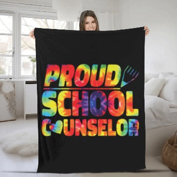Discover School Counselor Tie Dye Proud Fleece Blankets