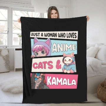 Discover Cat Ladies for Kamala - Anime, Cats and Kamala 24 Fleece Blankets