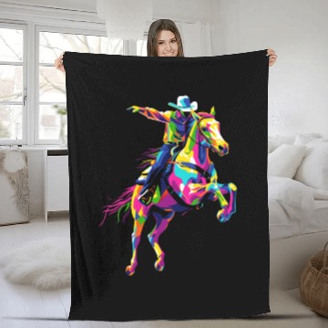 Discover Rodeo Barrel Racer Barrel Racing Horseback Riding Fleece Blankets