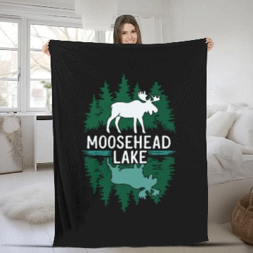 Discover Moosehead Lake Maine. Fleece Blankets