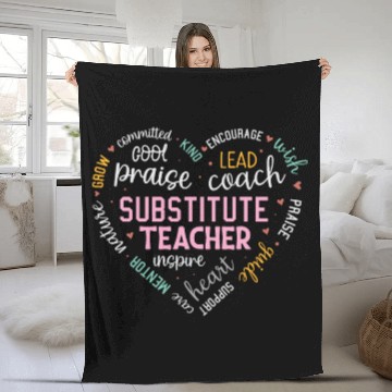 Discover Substitute Teacher Heart Grow Leader Mentor Fleece Blankets