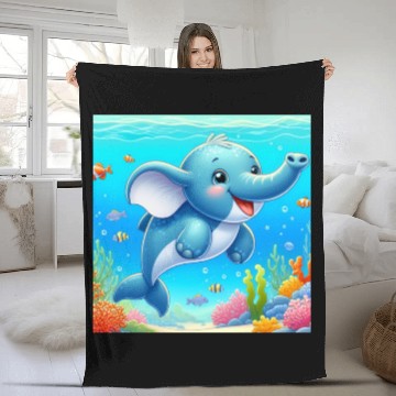 Discover The elephant-dolphin Fleece Blankets