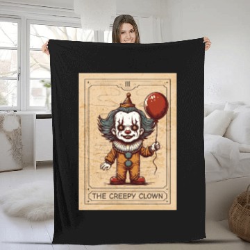 Discover Clown - Clown Tarot - Scary Clown Halloween Clown Fleece Blankets
