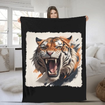 Discover Don't Make a Roaring Tiger Angry Fleece Blankets