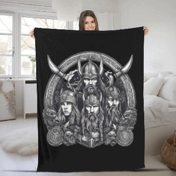 Discover viking warriors Fleece Blankets