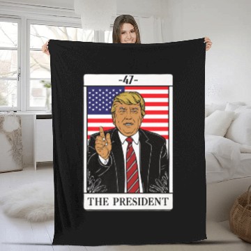 Discover Trump 2024 The President Tarot Card 47 Premium Fleece Blankets