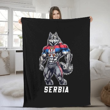 Discover Serbia Wolf Bodybuilding Design Fleece Blankets
