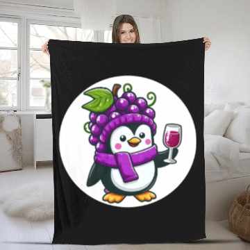 Discover Wine Penguin Fleece Blankets