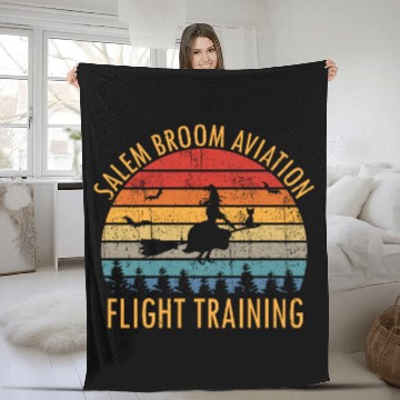 Discover Womens Salem Broom Aviation Flight Halloween Fleece Blankets