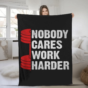 Discover Nobody Cares Work Harder Fitness Workout Gym Fleece Blankets