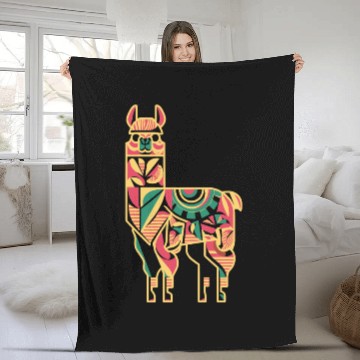 Discover Colorful Geometric Llama Art for Animal Lovers Fleece Blankets