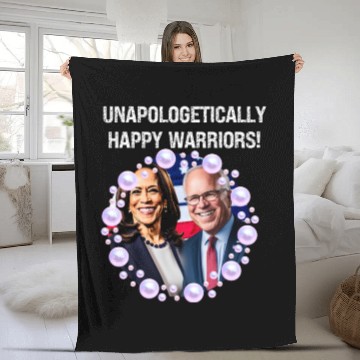 Discover Harris & Walz Unapologetically happy warriors 2024 Fleece Blankets
