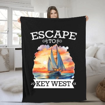 Discover Florida ESCAPE TO KEY-WEST Sailing Outfit Fleece Blankets