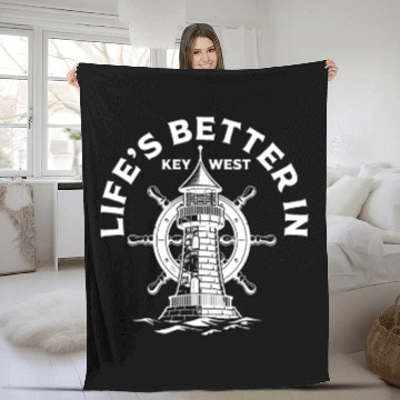 Discover Florida Sailing LIFE'S BETTER IN KEY-WEST Fleece Blankets