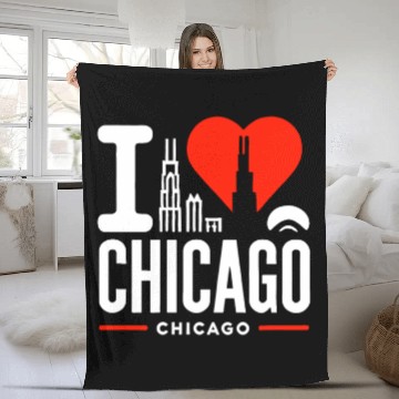 Discover I Love Chicago The Windy City Chi-Town Fleece Blankets