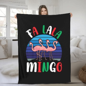 Discover Candy Cane Flamingoes Fa La La Mingo Flamingo Fleece Blankets