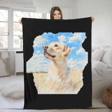 Discover Nature Labrador Retriever Field Art Lab Watercolor Fleece Blankets
