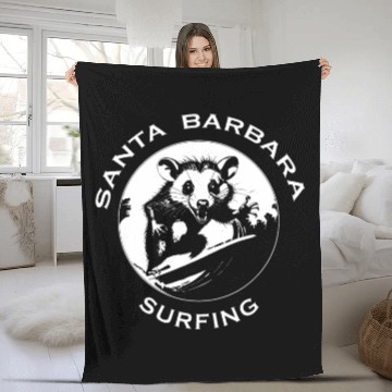 Discover santa barbara surfing Fleece Blankets