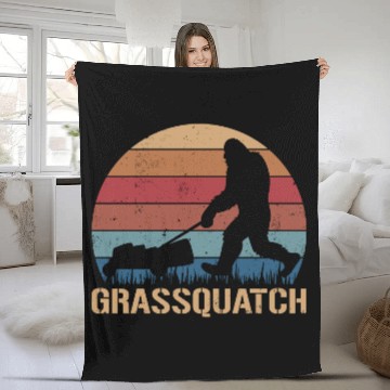 Discover Grassquatch Funny Sasquatch Bigfoot Fleece Blankets