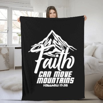 Discover Faith Can Move Mountains Love Jesus Christian Fleece Blankets