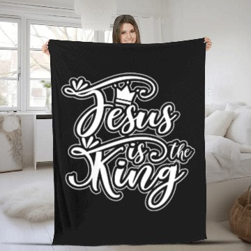 Discover Jesus Is King Love Jesus Christian Christmas Fleece Blankets