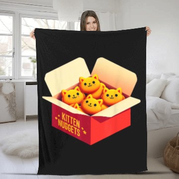 Discover Kitten Nuggets Food Pun Cat Lover Gift Chicken Nug Fleece Blankets