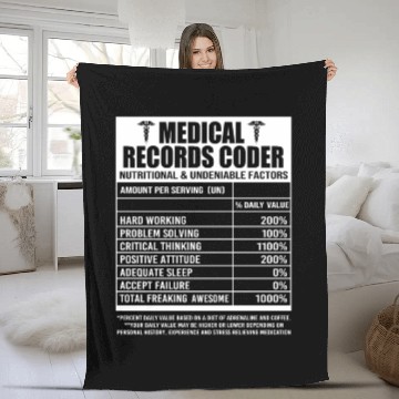 Discover Vintage Medical Records Coder Nutritional Facts Fleece Blankets
