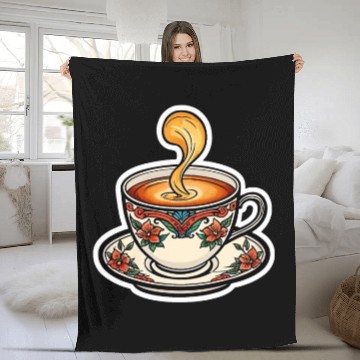 Discover Cup Of Tea Neo Traditional Fleece Blankets