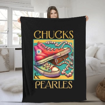 Discover Chucks And Pearls I'M With Her Kamala Fleece Blankets