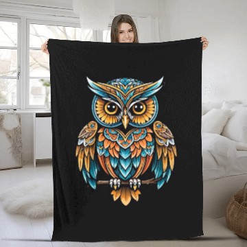 Discover Owl Neo Traditional Fleece Blankets