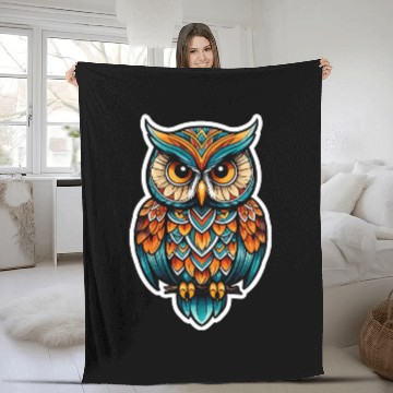 Discover Owl Neo Traditional Fleece Blankets
