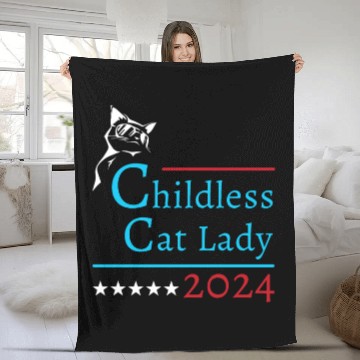 Discover "Childless Cat Lady" Kamala Harris 2024 Fleece Blankets