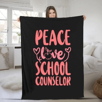 Discover School Counselor Girl Peace Love Fleece Blankets