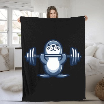 Discover Seal dumbbell gym fitness workout training Fleece Blankets