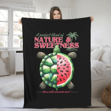 Discover Watermelon Turtle Lover Funny Summer Design Fleece Blankets