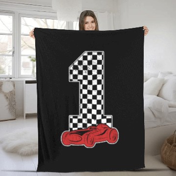 Discover 01 Year Old Pit Crew Boy Car Racing 1st Birthday Fleece Blankets