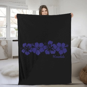 Discover Honolulu Hawaii Hibiscus Flower Vacation Souvenir Fleece Blankets