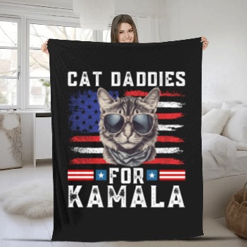 Discover Cat daddies for kamala Harris 2024 Fleece Blankets