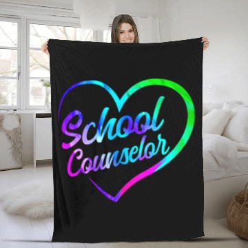 Discover School Counselor Heart Watercolor Fleece Blankets