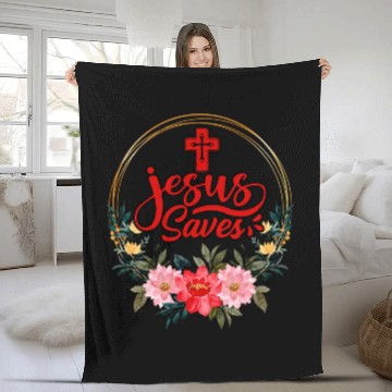 Discover Jesus Saves Bible Text Love Jesus Christian Fleece Blankets