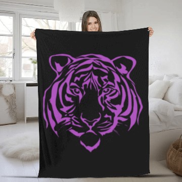 Discover Pink Liger Head Tiger Lion Cross Hybrid Animal Fleece Blankets